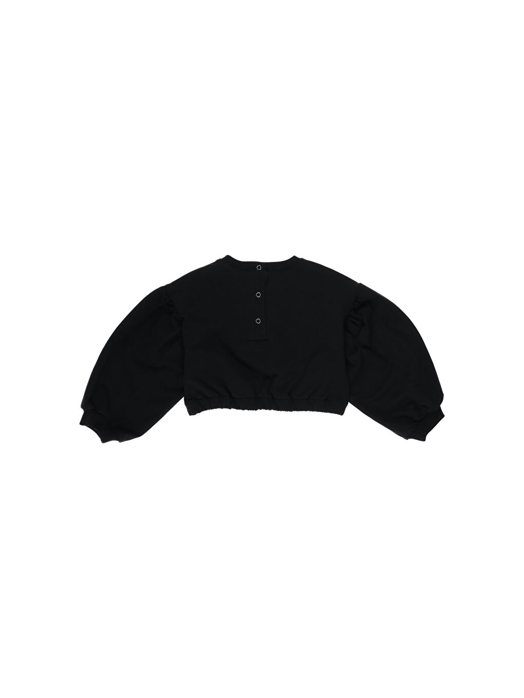 Panço Siyah Kız Çocuk  Renkli Yazı Nakışlı Crop Sweatshirt - 1