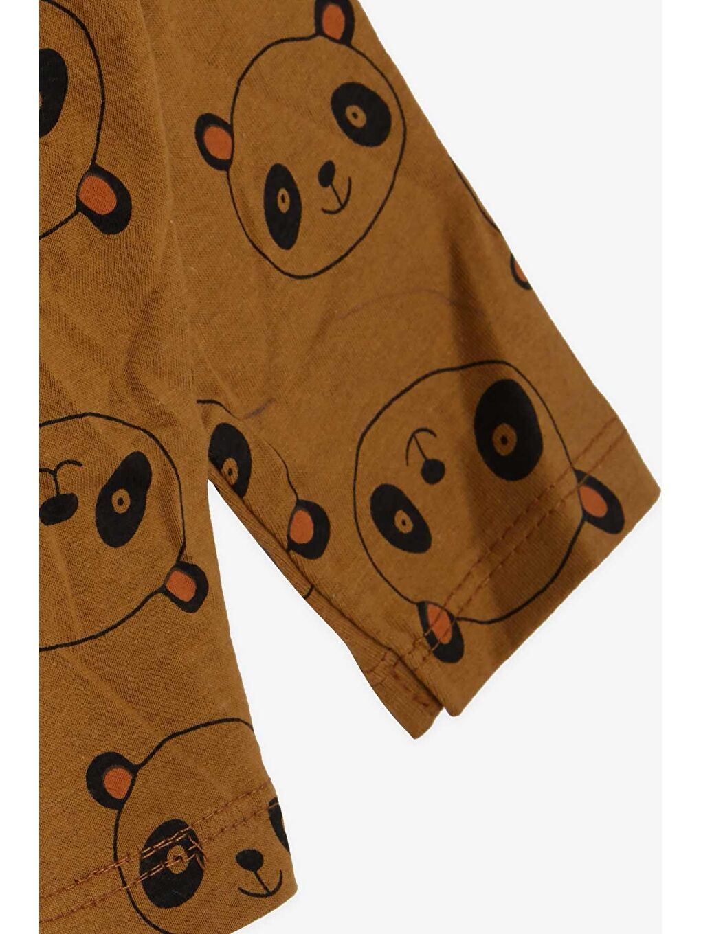 Erkek Bebek Pijama Takımı Panda Desenli Açık Kahverengi (9 Ay)-3