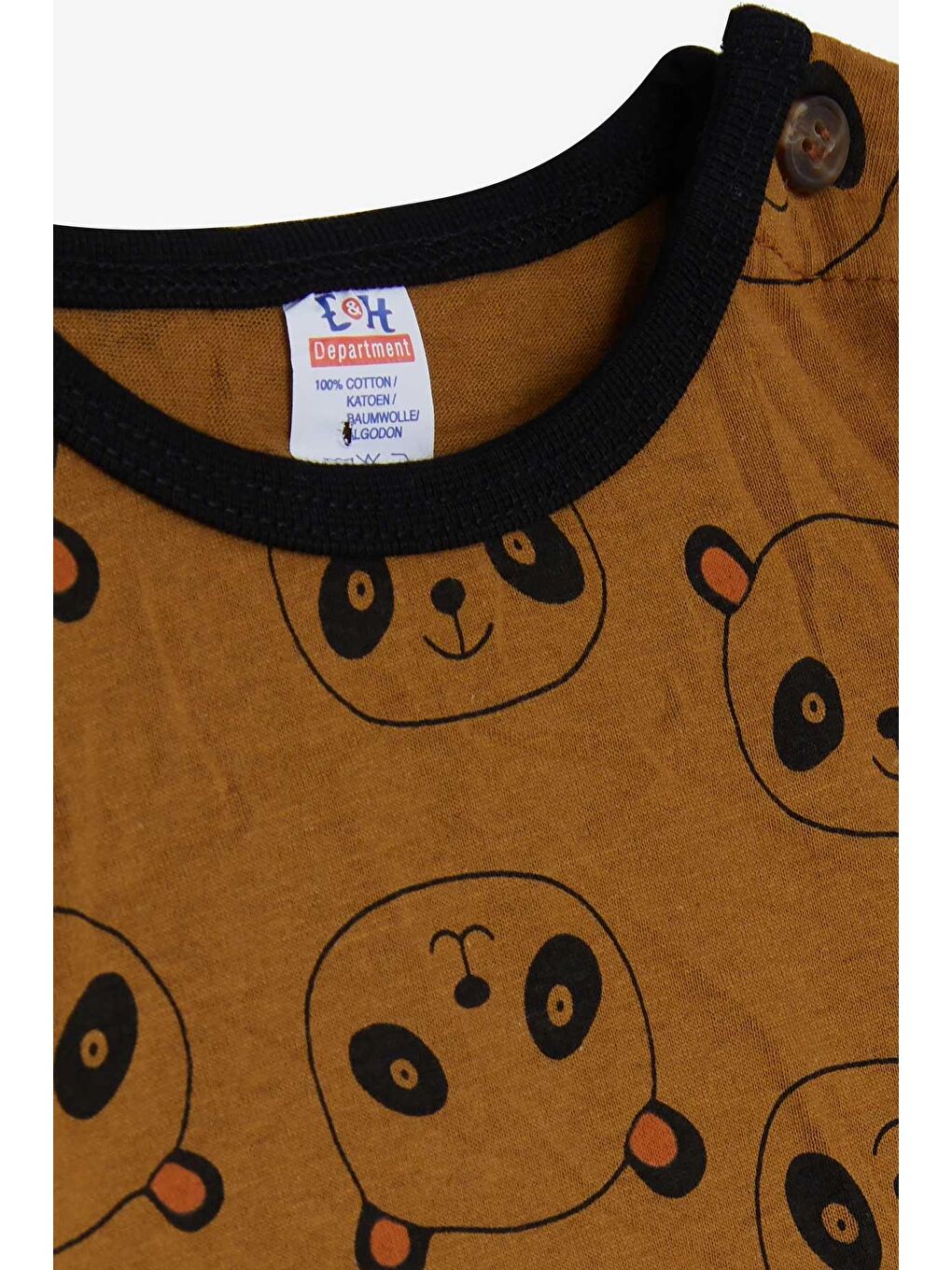 Erkek Bebek Pijama Takımı Panda Desenli Açık Kahverengi (9 Ay)-4