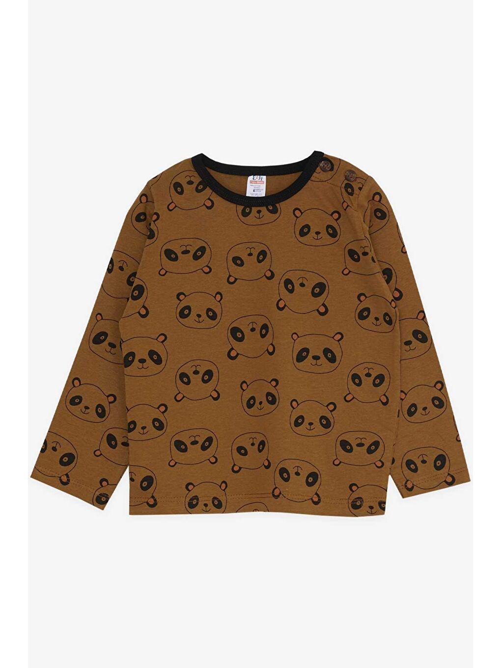 Erkek Bebek Pijama Takımı Panda Desenli Açık Kahverengi (9 Ay)-5