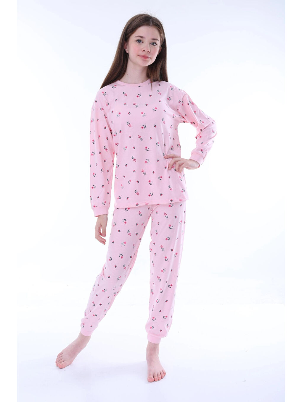 Myhanne Pembe Çiçek Desenli Pijama Takımı 35205