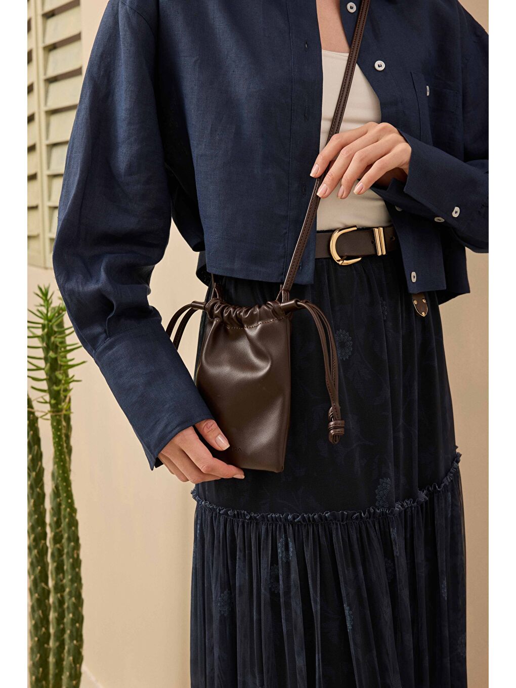 Lacivert Katlı Tül Etek Kasımpatı Desen-4