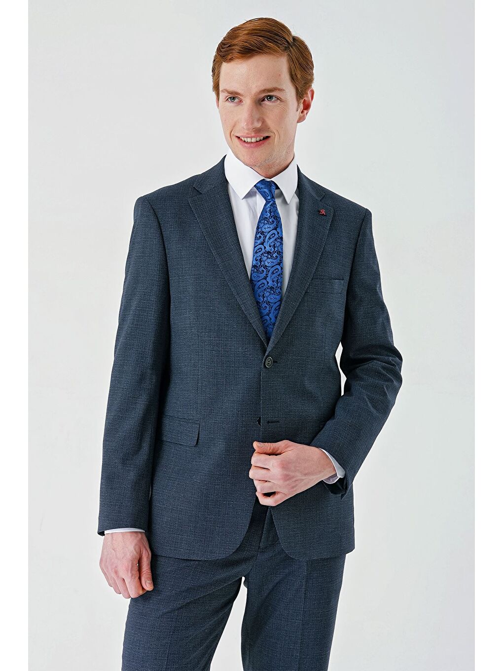 Koyu Lacivert Mono Yaka Çift Yırtmaç 6 Drop Comfort Fit Rahat Kesim Klasik Takım Elbise 1001240102-4