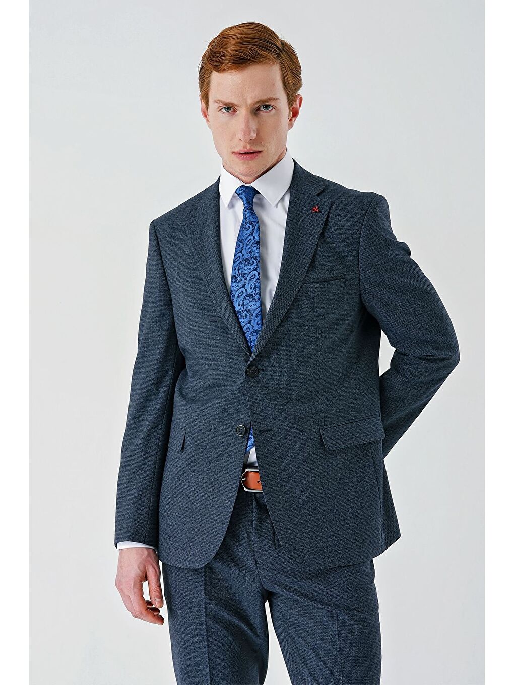 Koyu Lacivert Mono Yaka Çift Yırtmaç 6 Drop Comfort Fit Rahat Kesim Klasik Takım Elbise 1001240102-6