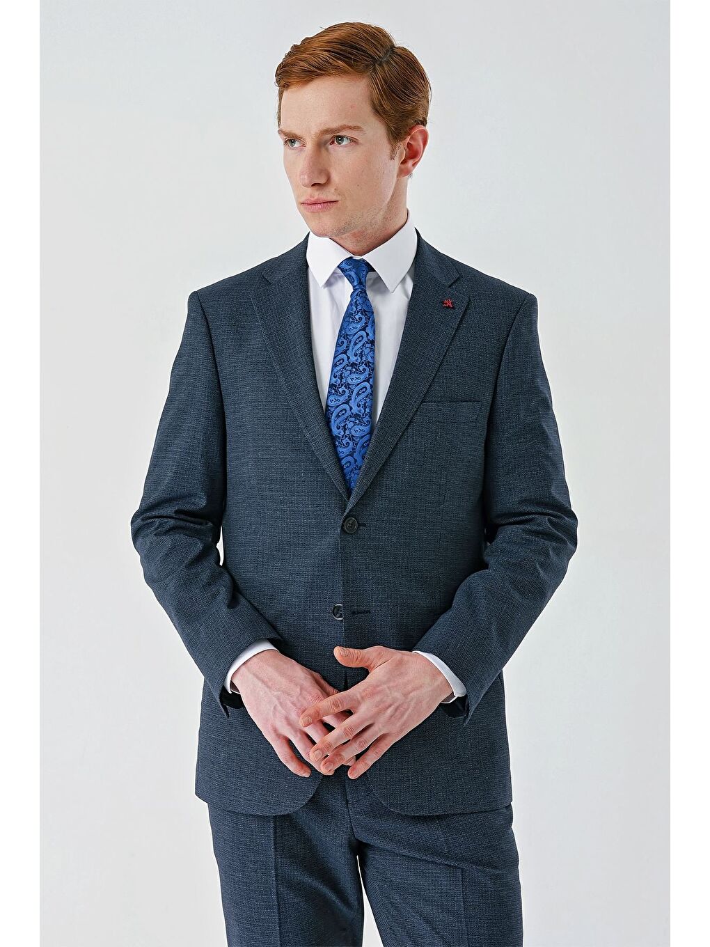 Koyu Lacivert Mono Yaka Çift Yırtmaç 6 Drop Comfort Fit Rahat Kesim Klasik Takım Elbise 1001240102-7