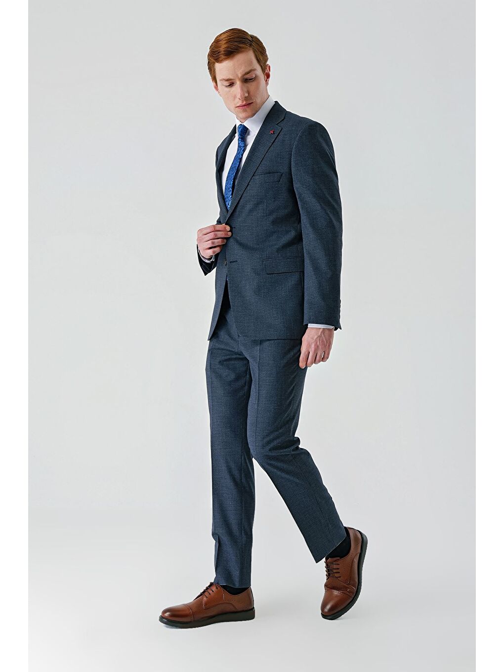 Koyu Lacivert Mono Yaka Çift Yırtmaç 6 Drop Comfort Fit Rahat Kesim Klasik Takım Elbise 1001240102-10