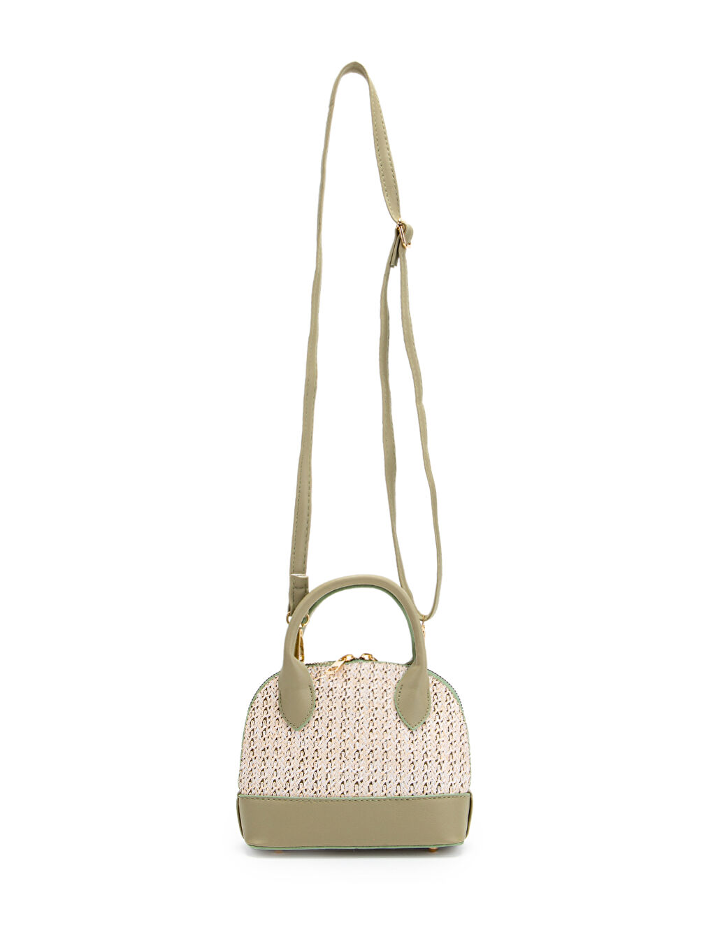 Hasır Detaylı Suni Deri Kadın Çapraz Çanta Matilda Mint Yeşil-1