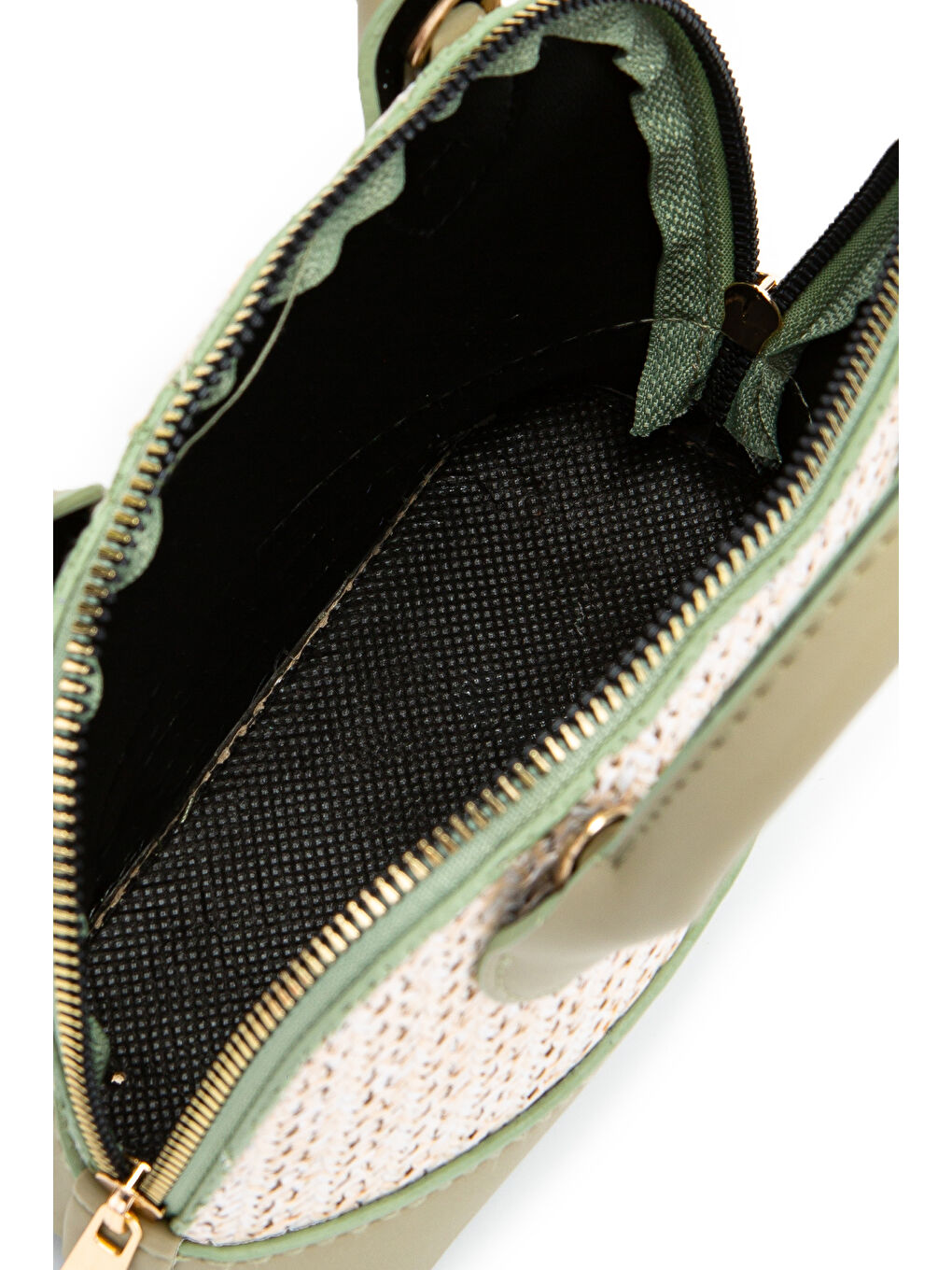 Hasır Detaylı Suni Deri Kadın Çapraz Çanta Matilda Mint Yeşil-4