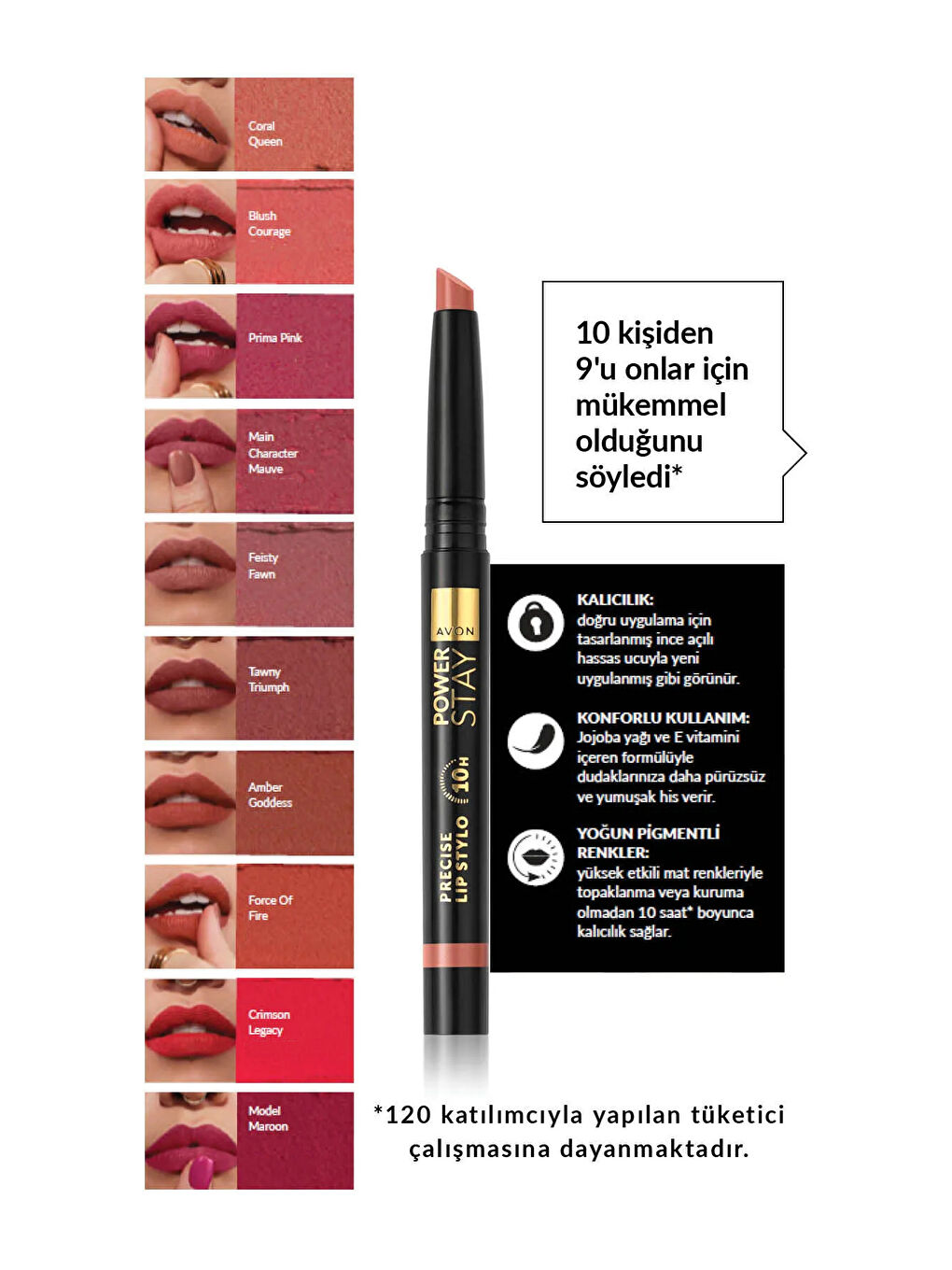 AVON Renksiz Power Stay Stylo Ruj Crimson Legacy - 3