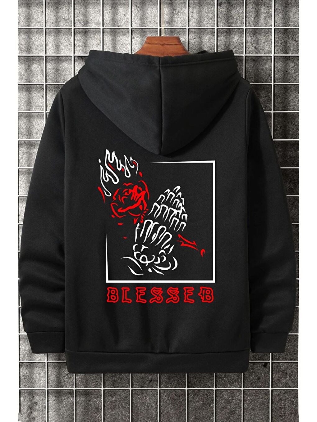 uyguntarz Siyah Unisex Blesseb Baskılı Sweatshirt - 1