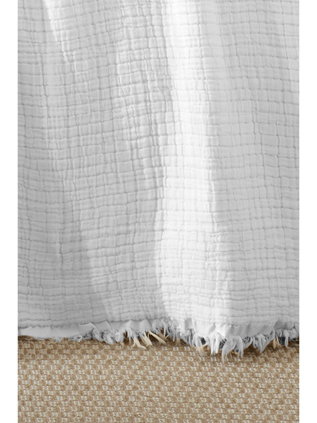 %100 Pamuk Beyaz Müslin Püsküllü Pike – Battal Boy (230x250 cm)-1