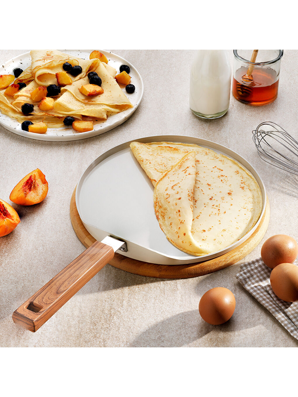 Ekru Ceramoni Seramik Krep Tava 26 Cm-Krem-1