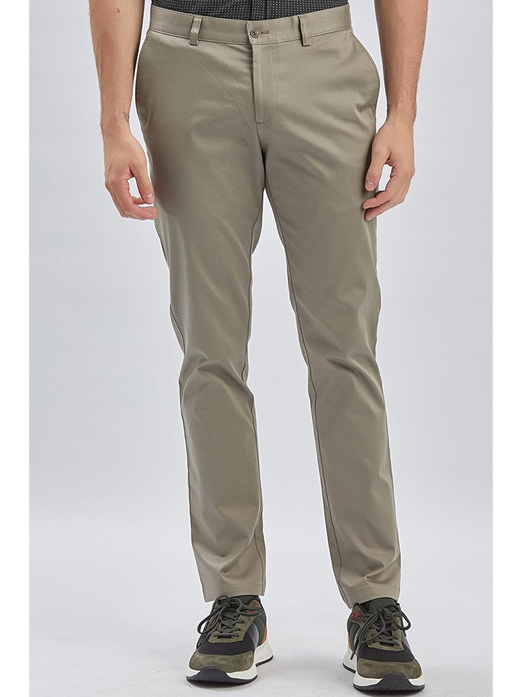 Koyu Bej Pamuklu Yandan Cepli Casual Slim Fit Chino Pantolon 1003240161