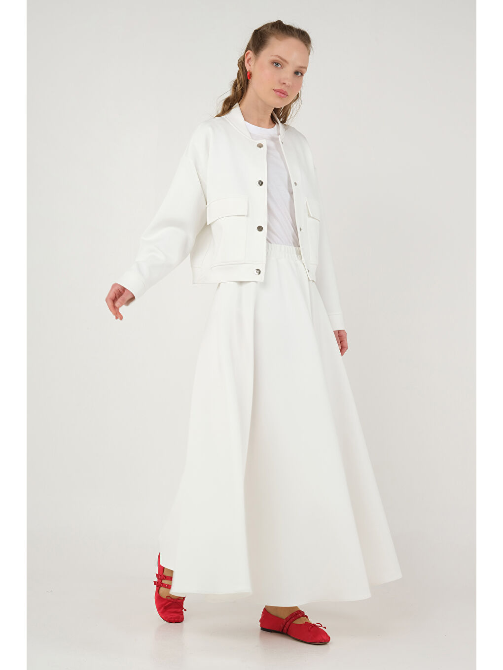 Scuba Kloş Etek Kırık Beyaz-1