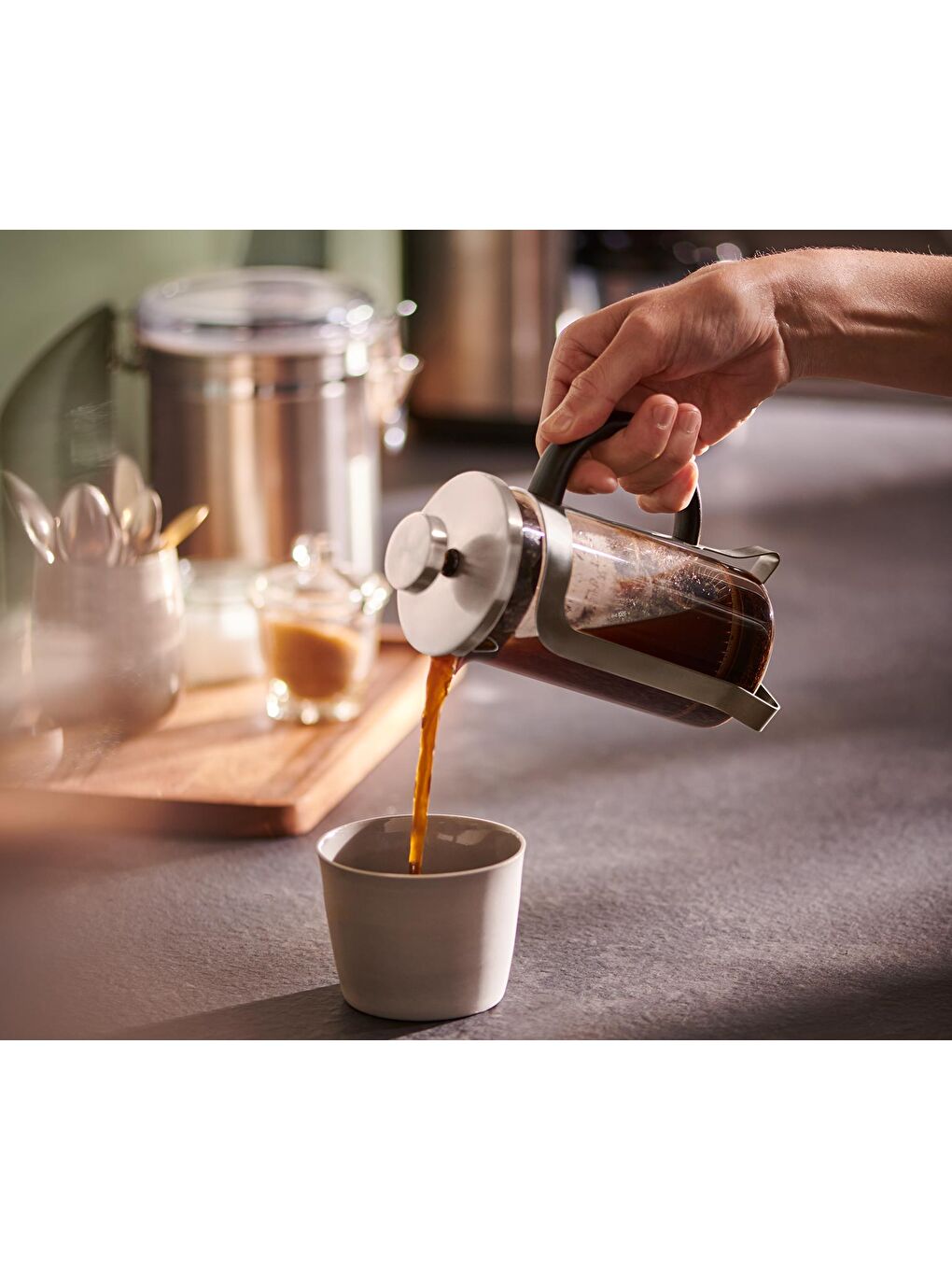 Gri French Press, Gümüş 300 ml