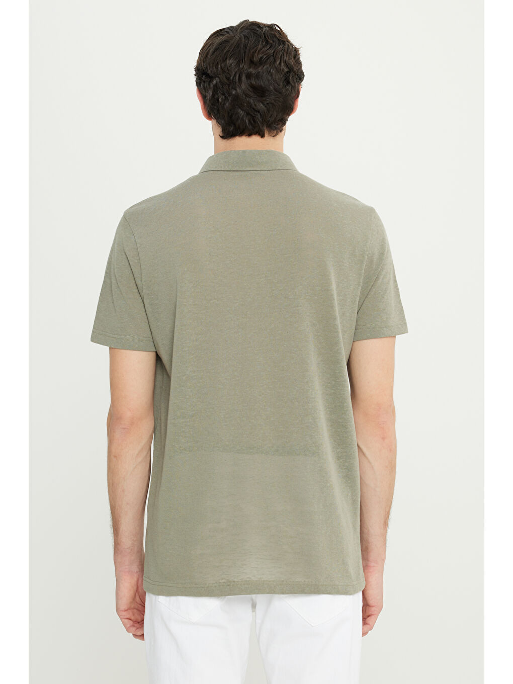 Erkek Haki Pamuklu Slim Fit Dar Kesim Polo Yaka Tişört-4