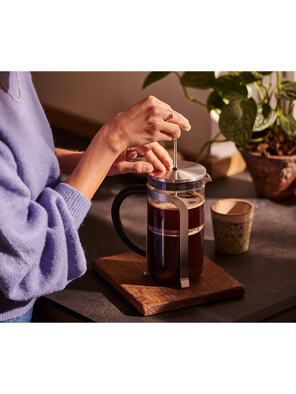 Gri French Press, Gümüş 800 ml