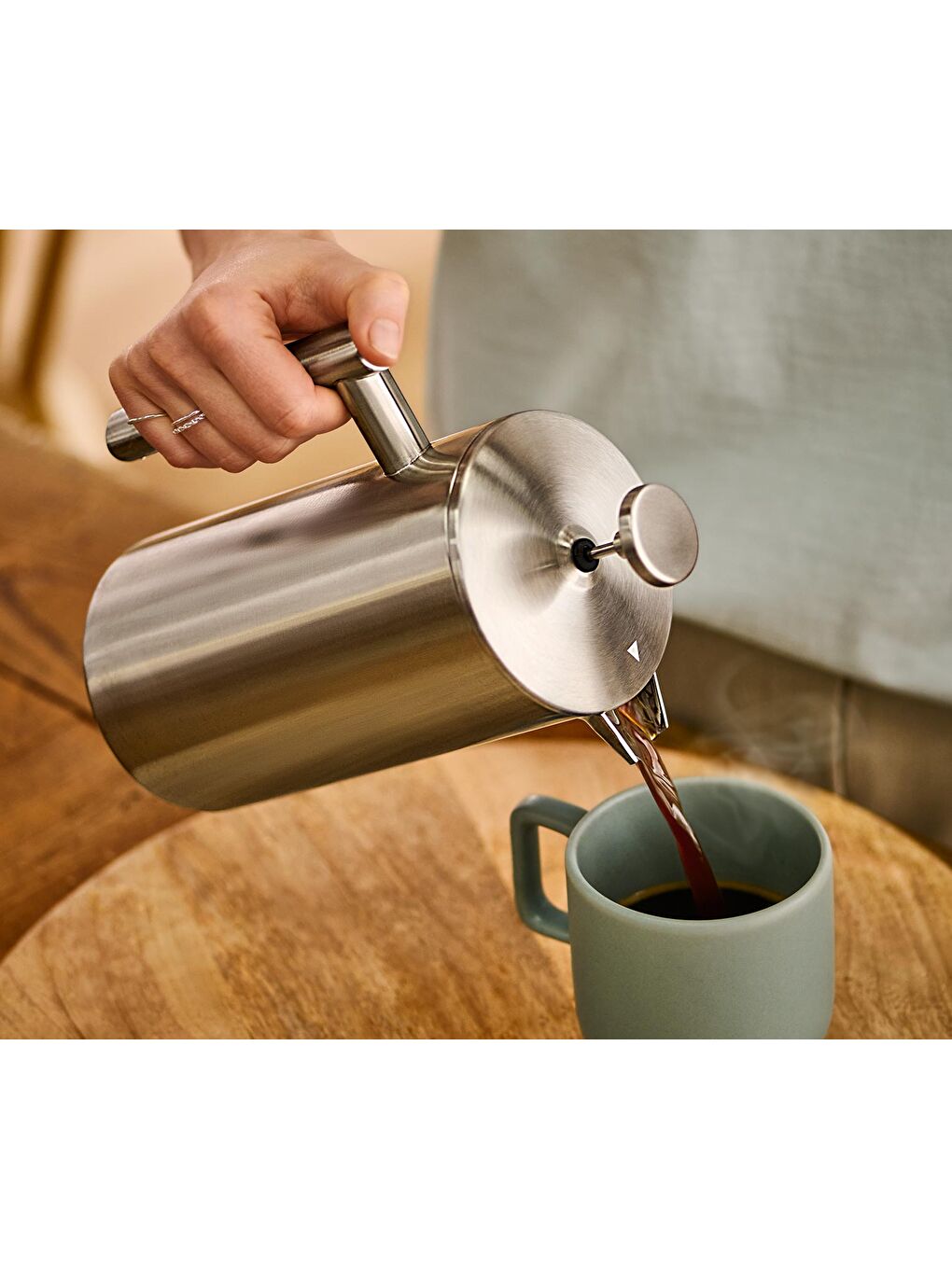 Gri French Press, Paslanmaz Çelik 900 ml-4