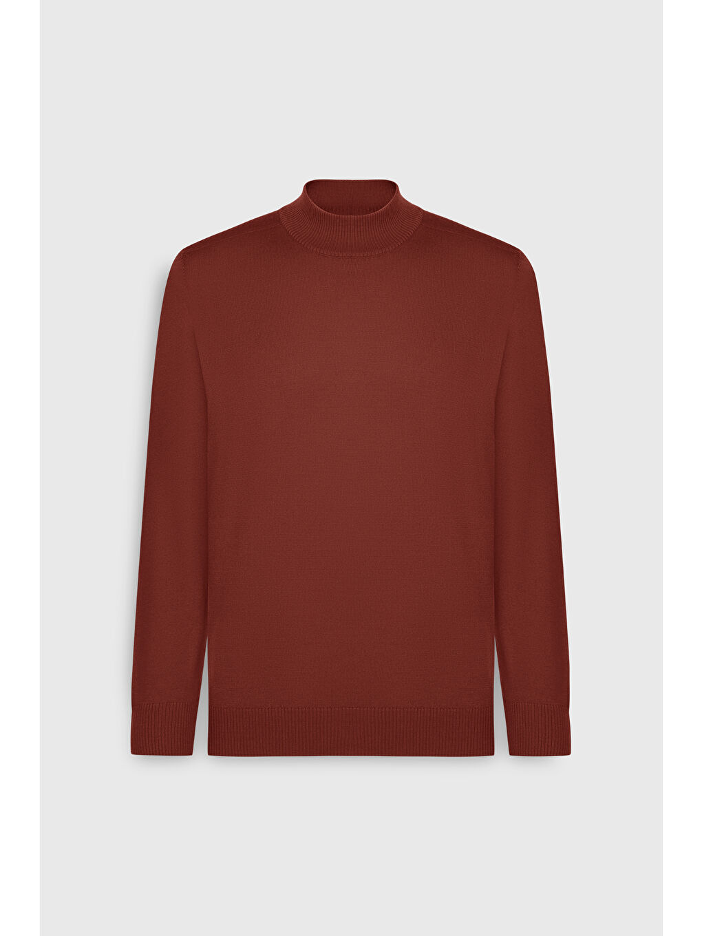 Kahverengi Erkek Kiremit Yünlü Sıcak Tutan Standart Fit Normal Kesim Yarım Balıkçı Yaka Triko Kazak-5