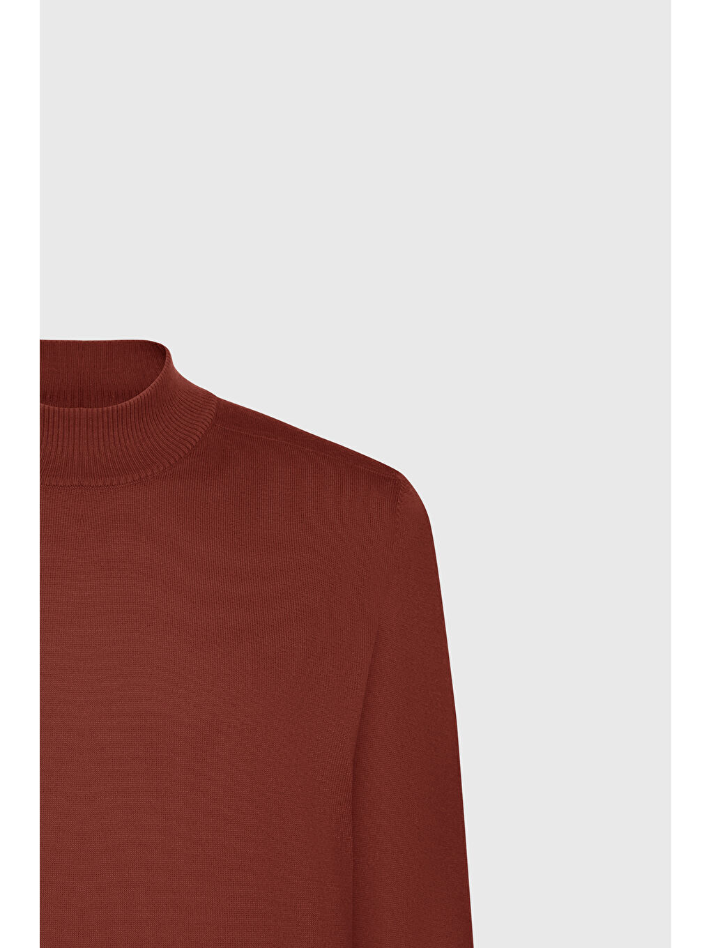 Kahverengi Erkek Kiremit Yünlü Sıcak Tutan Standart Fit Normal Kesim Yarım Balıkçı Yaka Triko Kazak-6