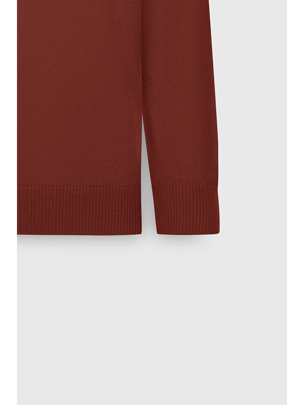 Kahverengi Erkek Kiremit Yünlü Sıcak Tutan Standart Fit Normal Kesim Yarım Balıkçı Yaka Triko Kazak-7