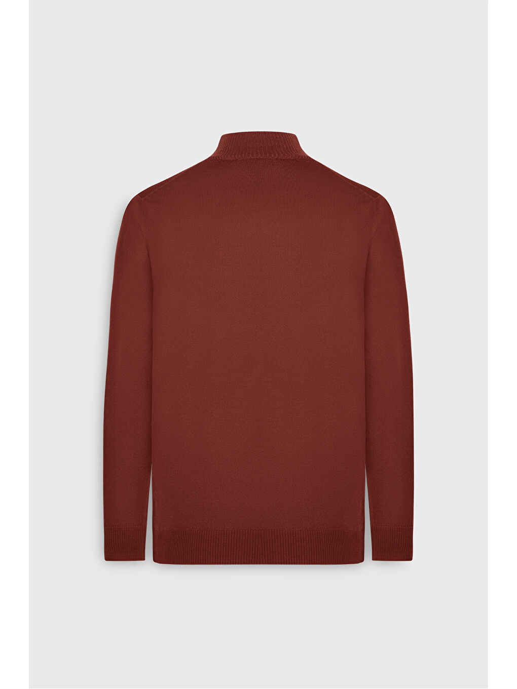 Kahverengi Erkek Kiremit Yünlü Sıcak Tutan Standart Fit Normal Kesim Yarım Balıkçı Yaka Triko Kazak-8