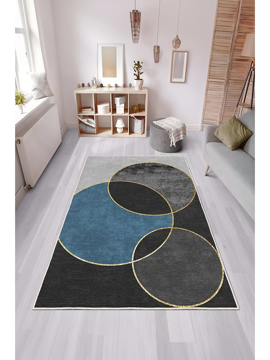 Mavi Özel Tasarım, Kaymaz Taban, İnce, Yıkanabilir, Modern Halı WOOKECE1390 160x230