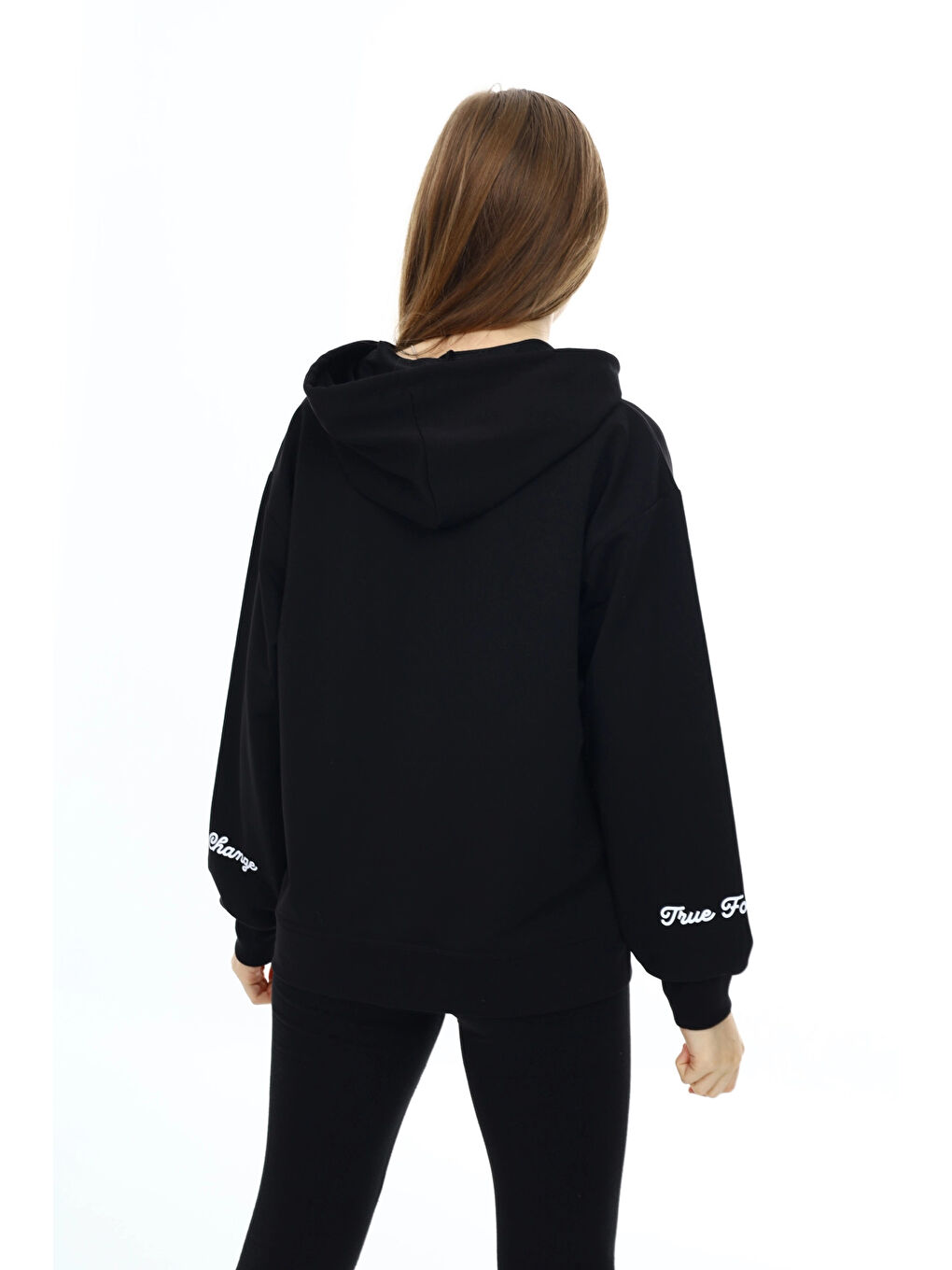 Siyah Tru For Baskılı Kız Hırka 7123-4