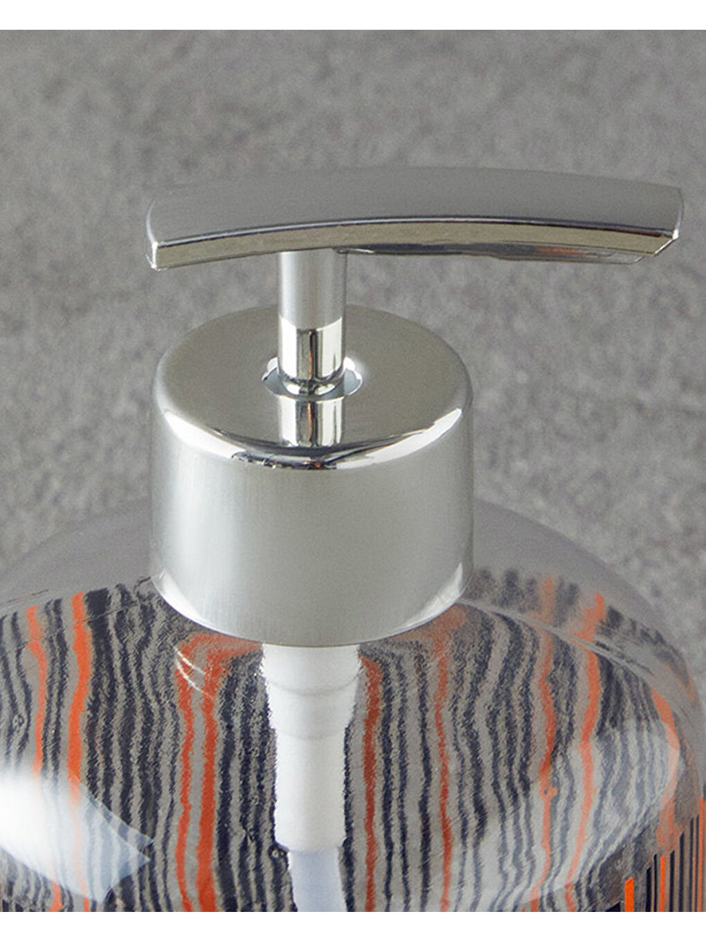 Gri Striped Cam Banyo Sıvı Sabunluk Silver-1