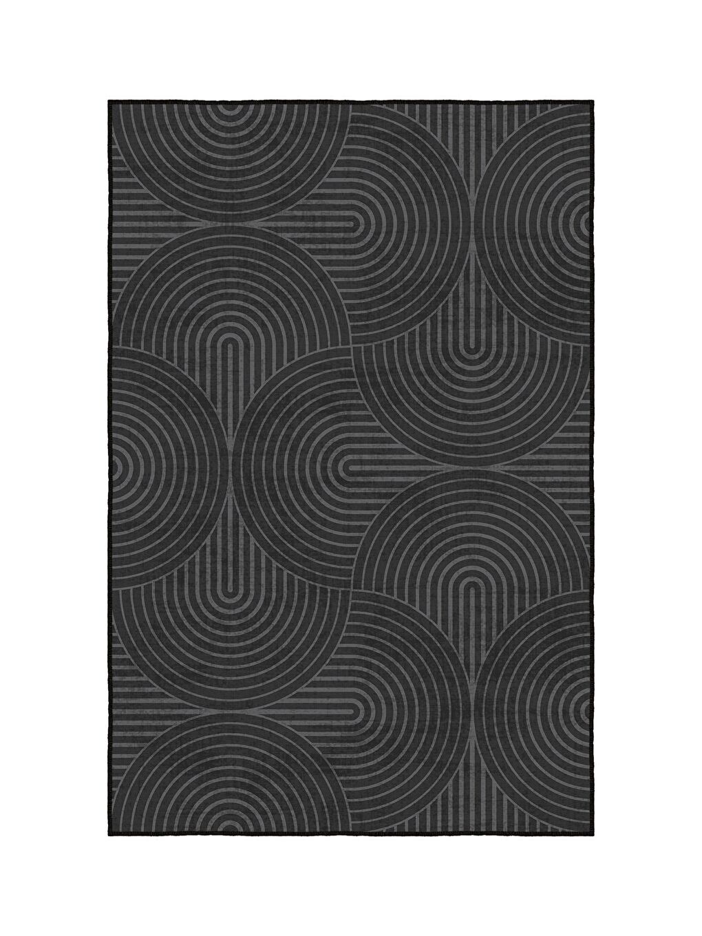 Siyah Özel Tasarım, Kaymaz Taban, İnce, Yıkanabilir, Modern Halı WOOKECE1401 80x150-3