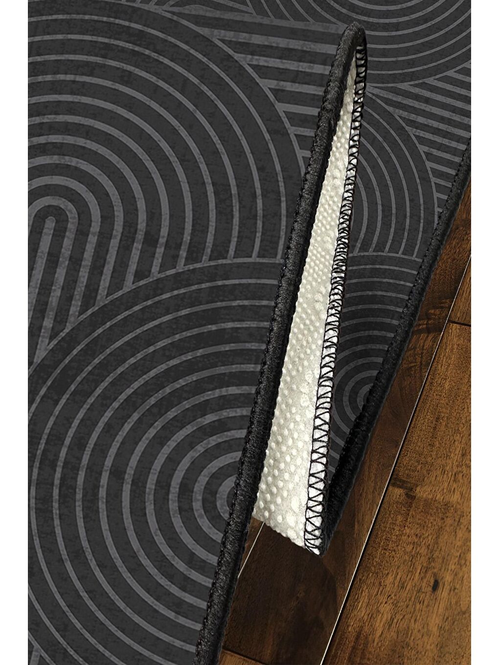 Siyah Özel Tasarım, Kaymaz Taban, İnce, Yıkanabilir, Modern Halı WOOKECE1401 80x150-4