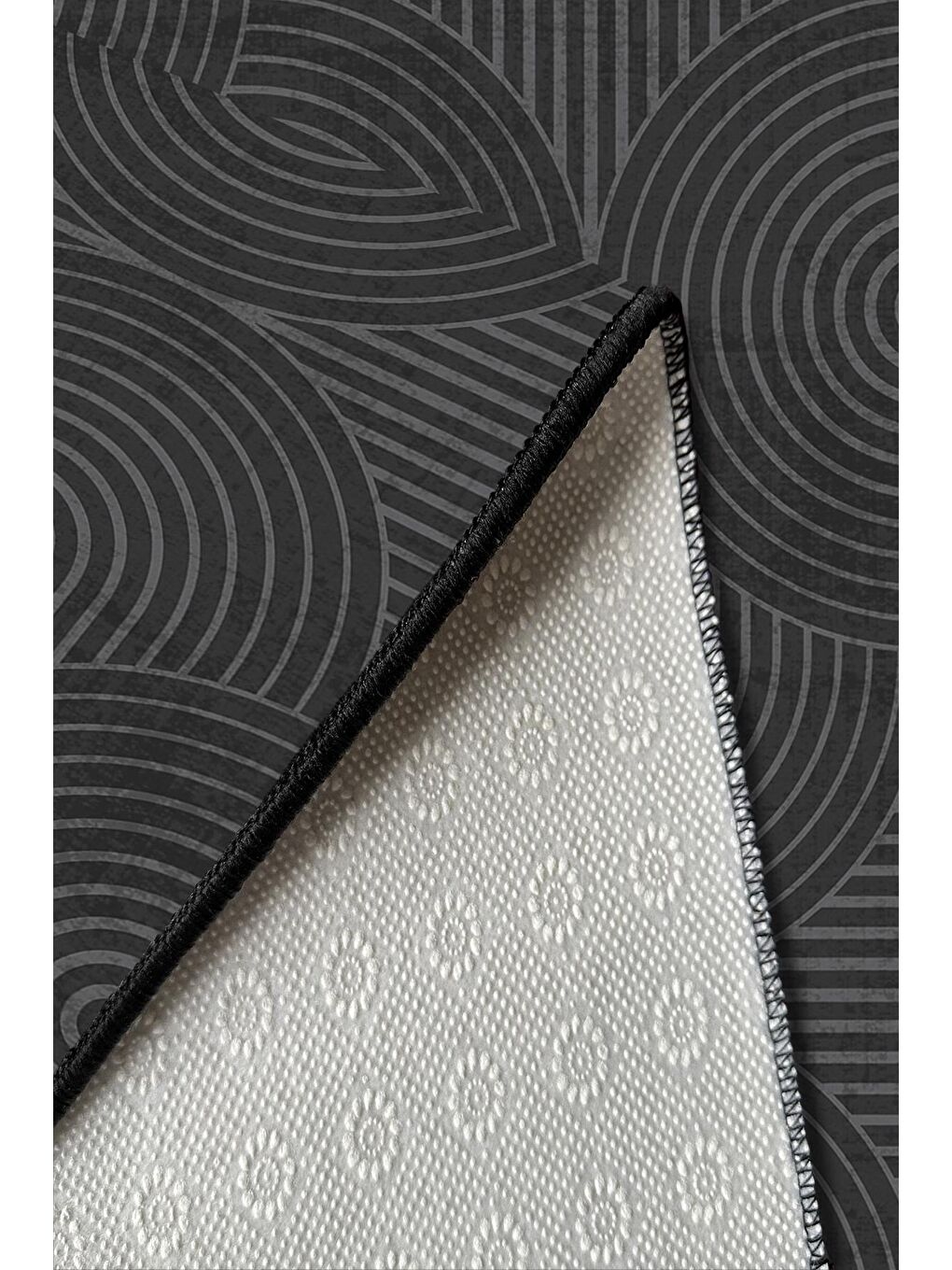 Siyah Özel Tasarım, Kaymaz Taban, İnce, Yıkanabilir, Modern Halı WOOKECE1401 80x150-5