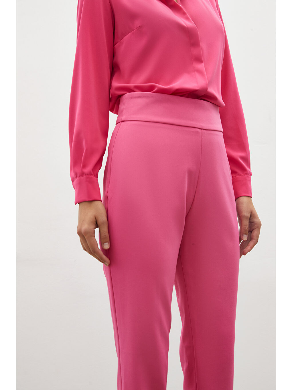 SATEEN Korsaj Detaylı Pantolon - Pembe - 6