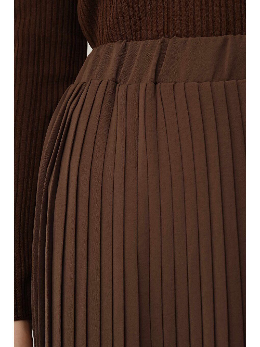 Kahverengi Piliseli Etek Kahve-3