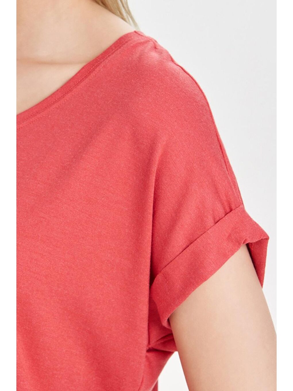 Kırmızı Regular Fit Bisiklet Yaka Onlmoster Kadın T Shirt 15106662-3