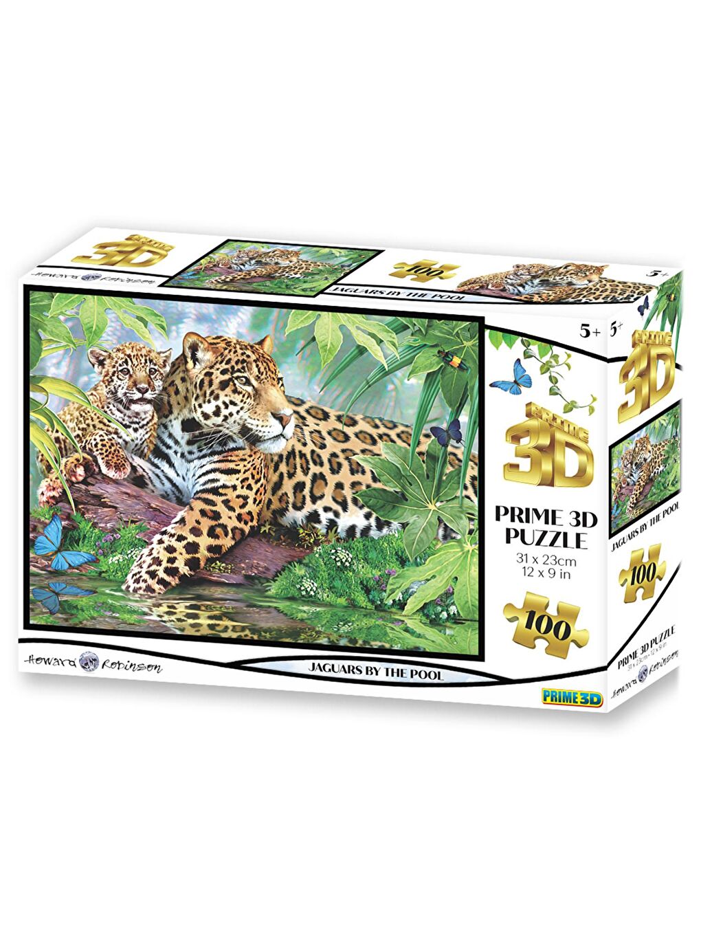 Prime 3D Renksiz Jaguar ve Yavrusu 63 Parça Puzzle 10527