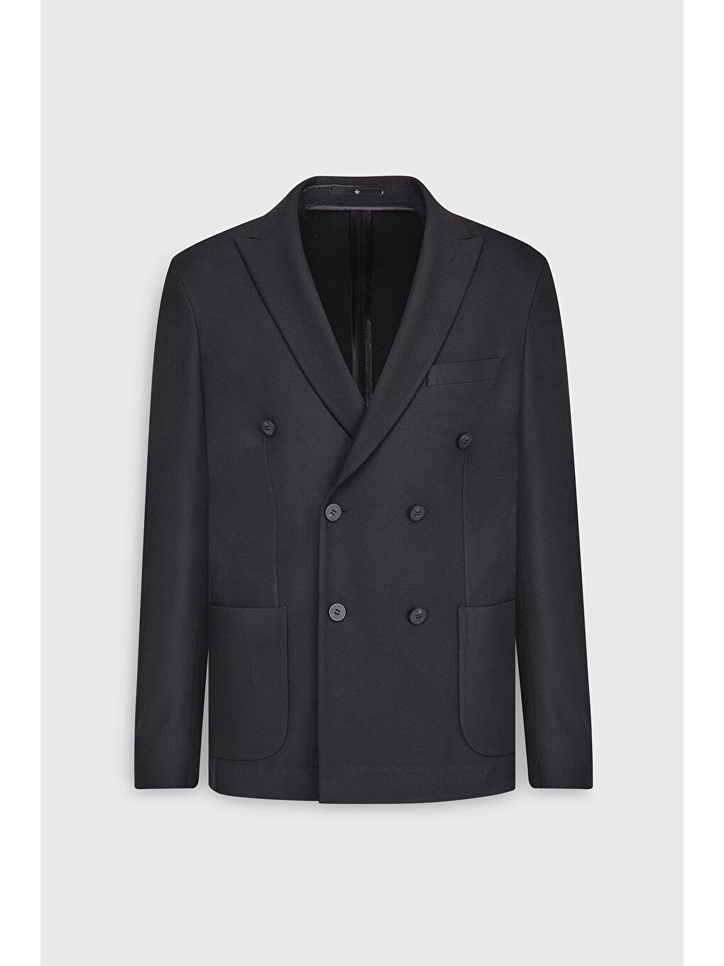 Erkek Siyah Slim Fit Dar Kesim Kırlangıç Yaka Diagonal Desenli Torba Cepli Ceket-6
