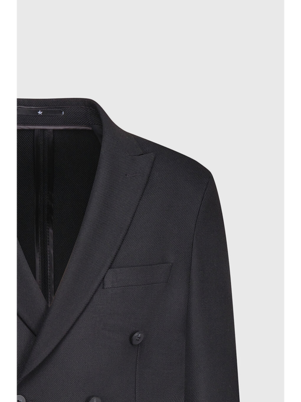 Erkek Siyah Slim Fit Dar Kesim Kırlangıç Yaka Diagonal Desenli Torba Cepli Ceket-7