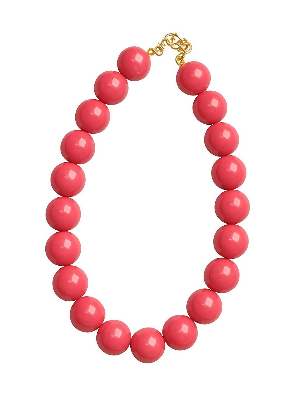 Pembe Büyük Boncuklu Kadın Kolye - 20mm Boncuklu