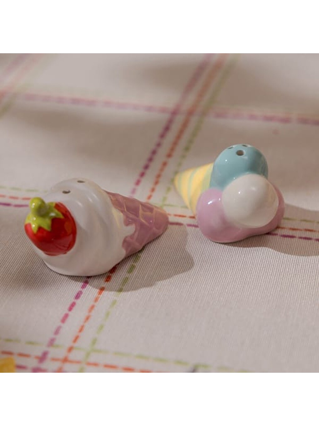 Karışık Kitchen Külah Desenli Seramik Tuzluk Biberlik - Renkli-6
