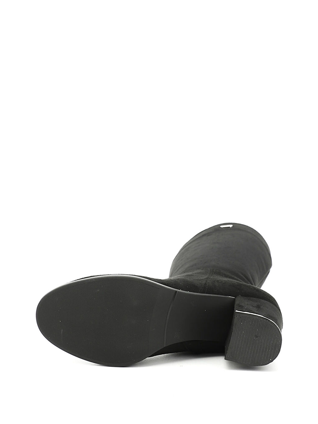 Siyah Kadın KOYU SİYAH Yuvarlak Burun Fermuarlı Kalın Topuklu Çizme-3