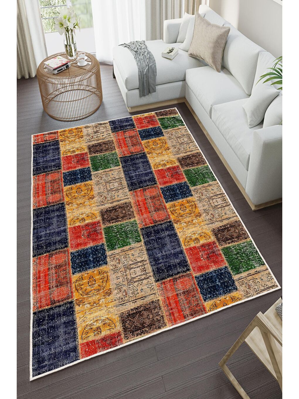 Karışık Özel Tasarım, Kaymaz Taban, İnce, Yıkanabilir, Modern Halı WOOKECE1386 160x230-2