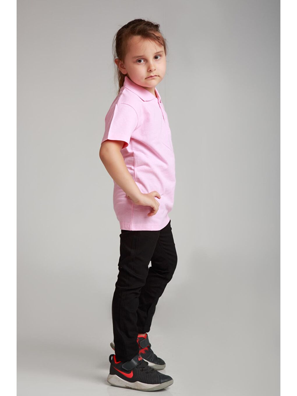 ajn Açık Pembe Kids Polo Yaka Basic Kısa Kollu Kız Çocuk Tişört - 2