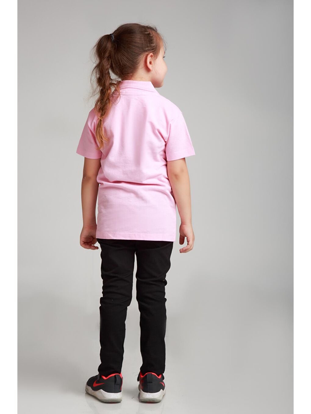 ajn Açık Pembe Kids Polo Yaka Basic Kısa Kollu Kız Çocuk Tişört - 3