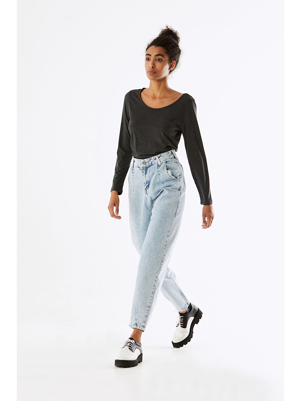 Antrasit Geniş Yaka Cep Detaylı Basic Body-1