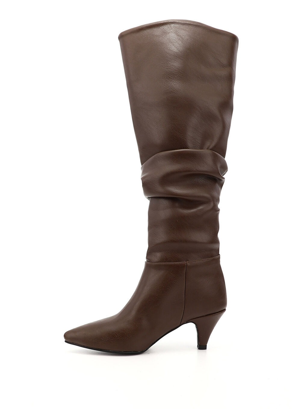 Kahverengi Kadın ÇİKOLATA KAHVE Sivri Burun Körüklü İnce Topuklu Diz Üstü Çizme-2