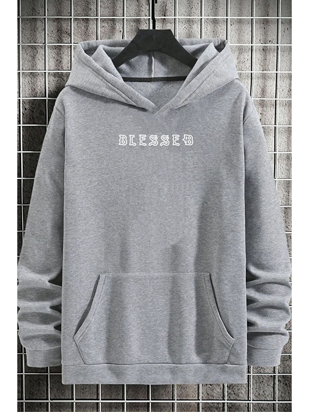 uyguntarz Gri Unisex Blesseb Baskılı Sweatshirt