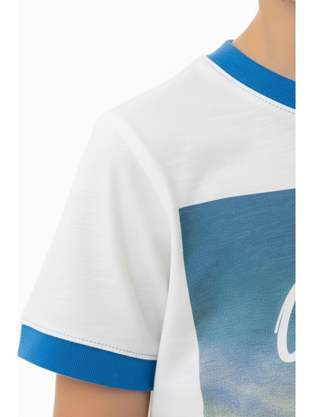 Beyaz Erkek Çocuk Surf Baskı Tişört-4