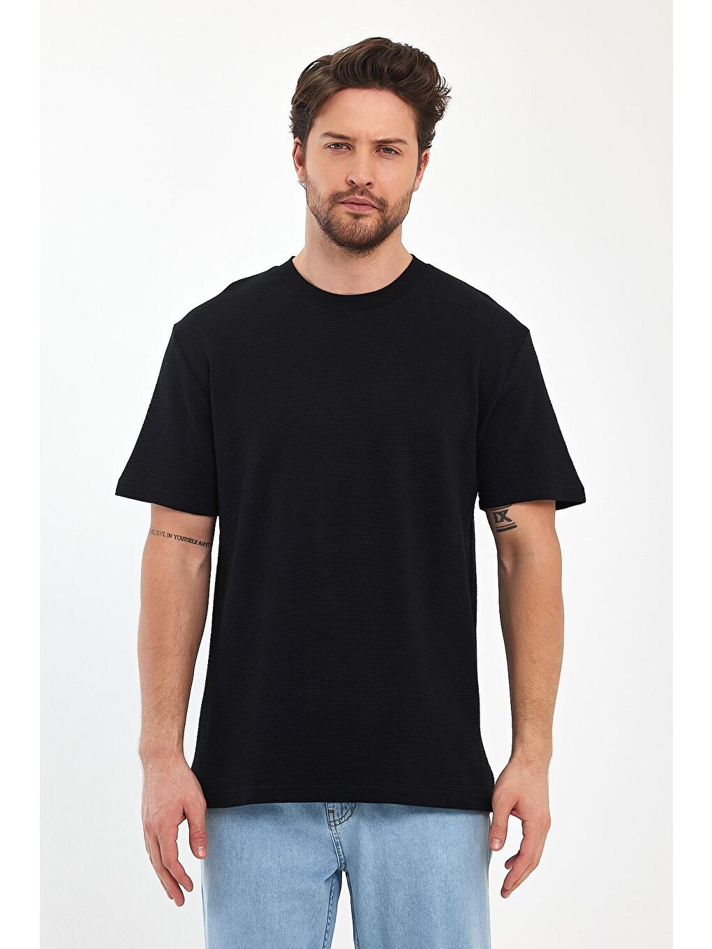 Siyah Otoman Bisiklet Yaka Erkek Tişört