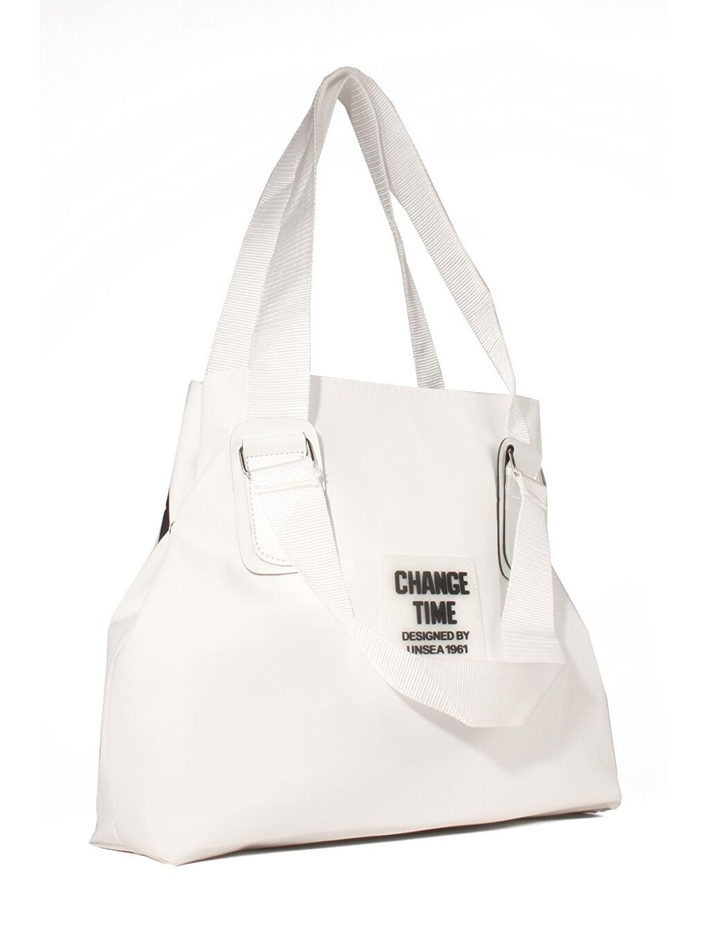 Beyaz Kadın Büyük Boy Çift Askılı Su Geçirmez Okul & Shopper Çanta (1559)